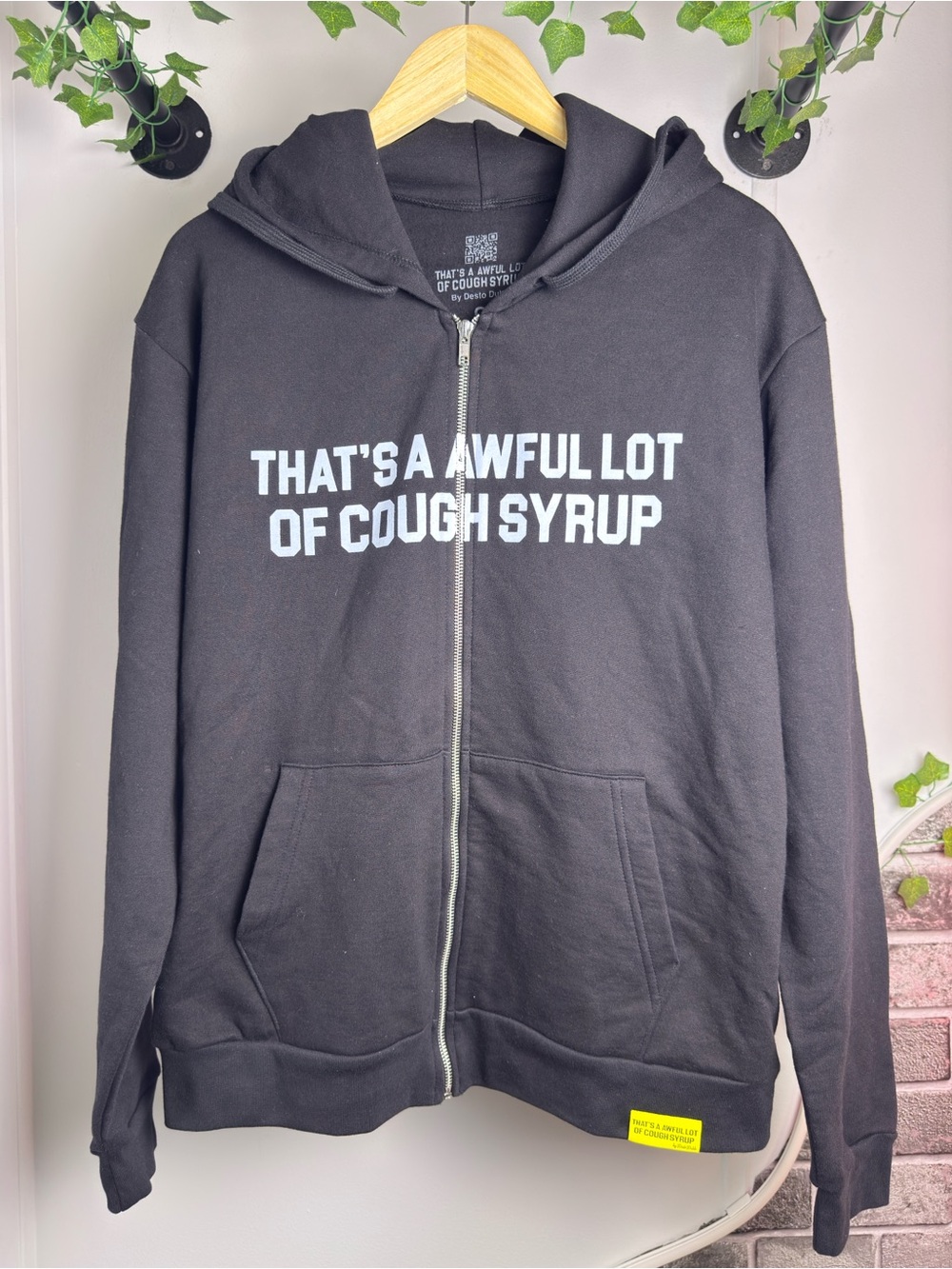 Awful Lot of Cough Syrup Black Zip Up Hoodie Size Small Brand New With Tags
